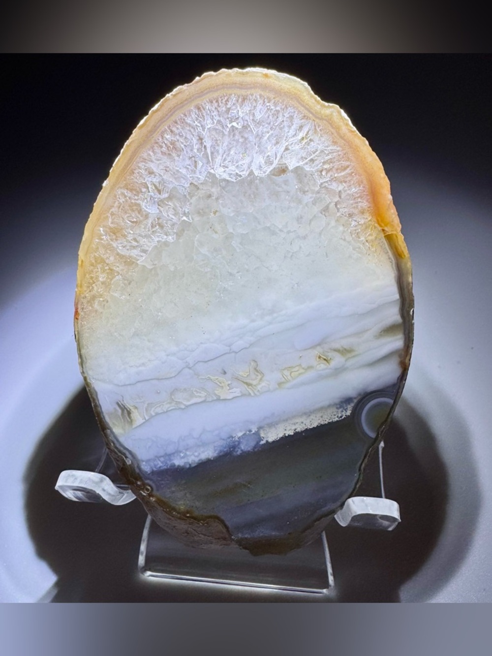 Agate Quartz Geode Half Druzy Crystal Slice Display Stand Natural